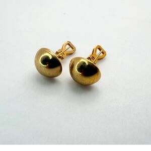 Vintage 80s Gold Tone Button Earrings Classic Minimalist Clip-On Post Combo